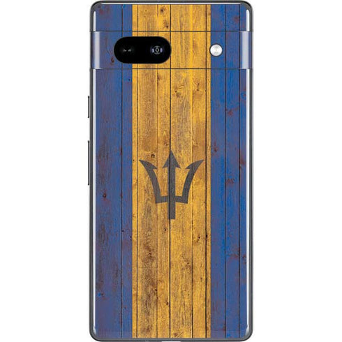 Barbados Flag Dark Wood Google Pixel 7a Skin